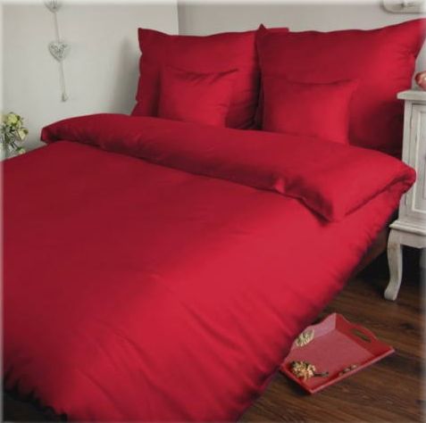 piros pamutszatén ágyneműhuzat